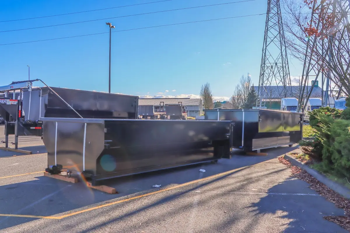 Roll-off dumpster ready for waste disposal at job site for Commercial Dumpster Rental in Eden Prairie